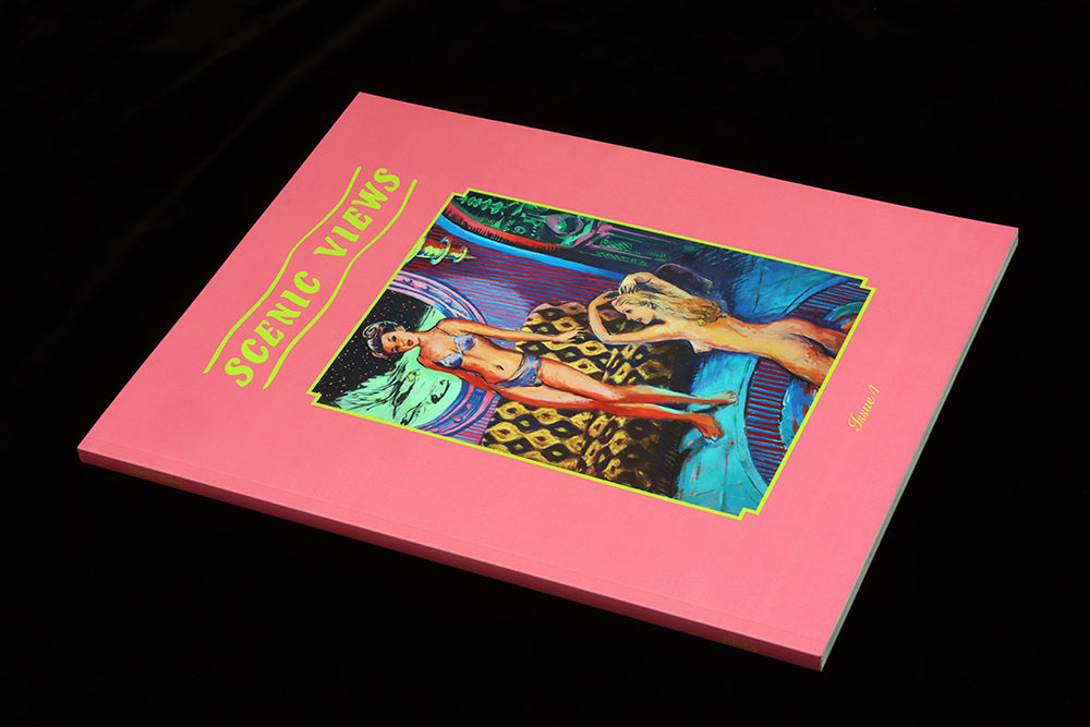 A copy of Scenic Views issue 4 sits on a black background